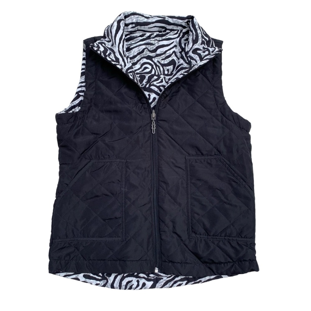 Mountain Lake Women’s Black & Zebra Reversible Vest Size SP